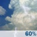 This Afternoon: Areas of smoke and a chance of showers and thunderstorms before 3pm, then areas of smoke and showers and thunderstorms likely. Partly sunny, with a high near 74. East southeast wind around 5 mph. Chance of precipitation is 60%. New rainfall amounts less than a tenth of an inch possible. This Afternoon: Areas Of Smoke