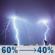 Tonight: Showers and thunderstorms likely. Mostly cloudy, with a low around 46. North northwest wind 0 to 5 mph. Chance of precipitation is 60%. New rainfall amounts less than a tenth of an inch possible. Tonight: Showers And Thunderstorms Likely
