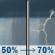 Thursday: A chance of rain showers before noon, then showers and thunderstorms likely. Mostly cloudy, with a high near 57. South southwest wind 5 to 10 mph. Chance of precipitation is 70%. New rainfall amounts less than a tenth of an inch possible. Thursday: Showers And Thunderstorms Likely