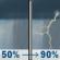 Sunday: Rain showers likely before 2pm, then showers and thunderstorms. Mostly cloudy, with a high near 50. South wind 5 to 20 mph, with gusts as high as 40 mph. Chance of precipitation is 90%. New rainfall amounts between a quarter and half of an inch possible. Sunday: Showers And Thunderstorms