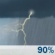 This Afternoon: Showers and thunderstorms. Mostly cloudy, with a high near 48. South southeast wind around 15 mph. Chance of precipitation is 90%. New rainfall amounts between a tenth and quarter of an inch possible. This Afternoon: Showers And Thunderstorms